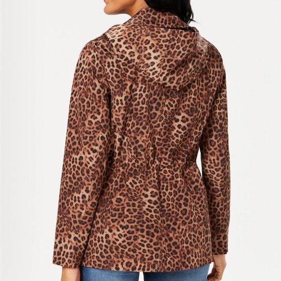 Petite Leopard-Print Zipper-Print Jacket womens - Picture 2 of 3